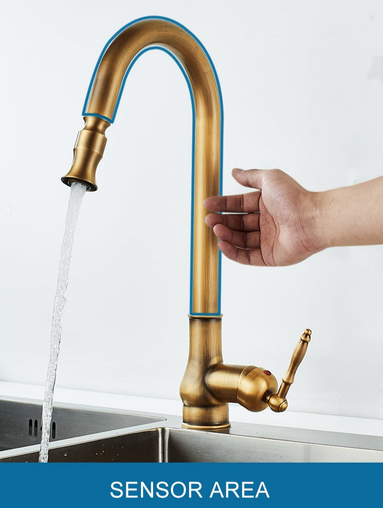 Antique Bronze Pull Out Kitchen Faucet With Touch Sensor-Elektronica/Gadgets-NaLani