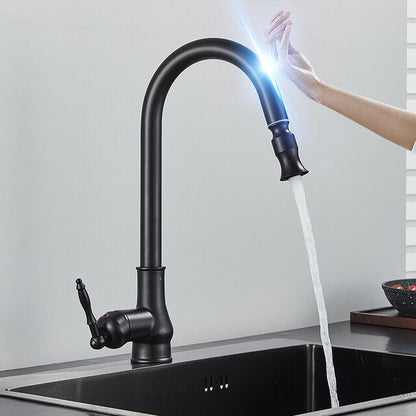 Antique Bronze Pull Out Kitchen Faucet With Touch Sensor-Elektronica/Gadgets-NaLani