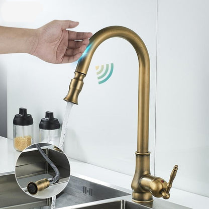 Antique Bronze Pull Out Kitchen Faucet With Touch Sensor-Elektronica/Gadgets-NaLani