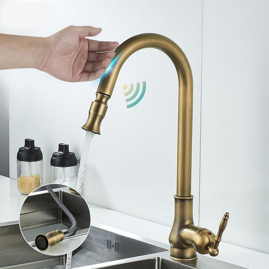 Antique Bronze Pull Out Kitchen Faucet With Touch Sensor-Elektronica/Gadgets-NaLani