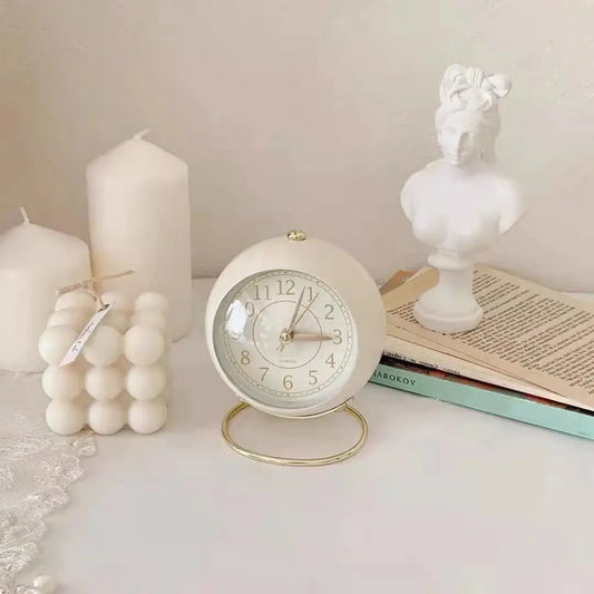 Antique Bronze Vintage Desk Clock For Study Decor Rooms White NALANI