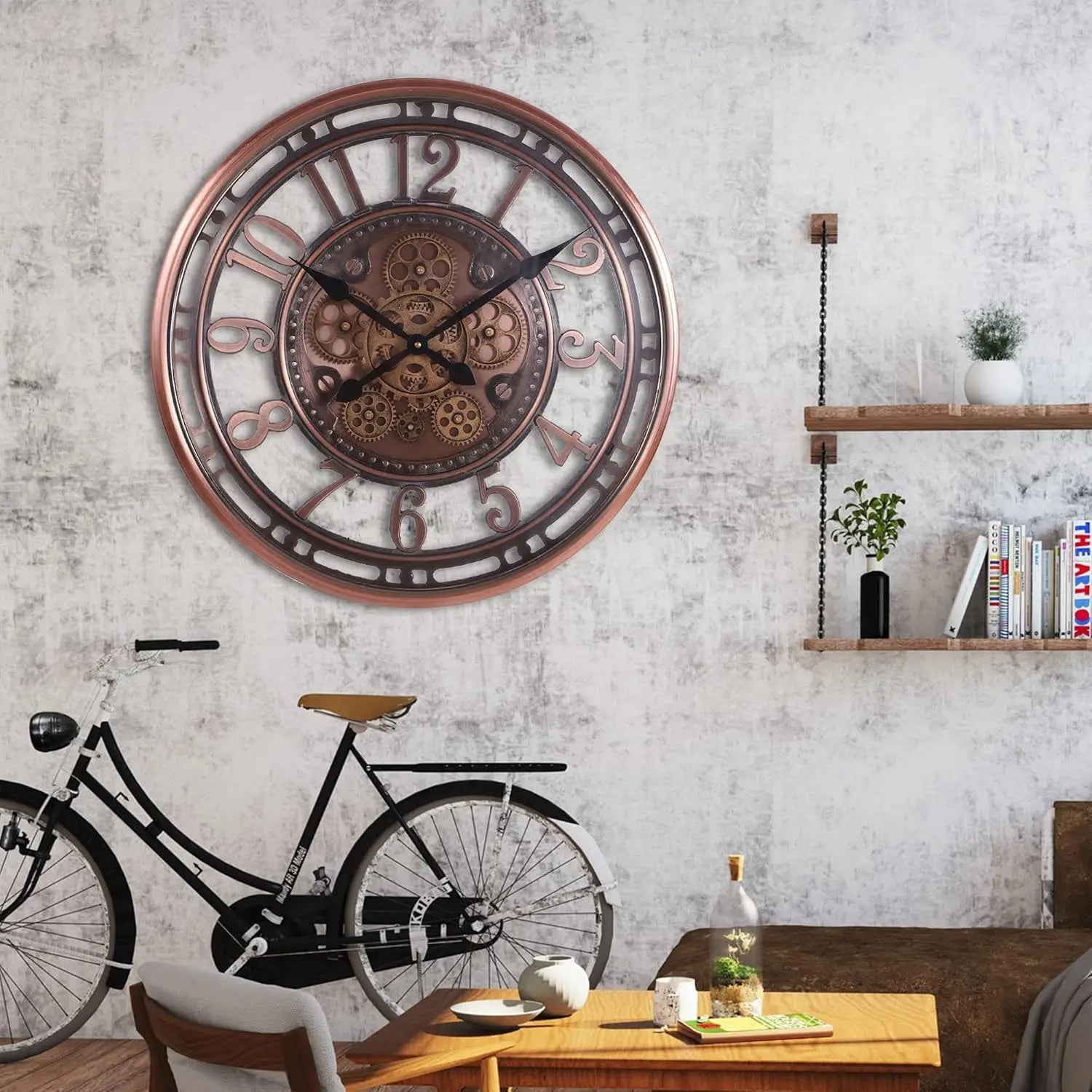 Antique Office Wall Clock Vintage Industrial Design 21 Inch NALANI