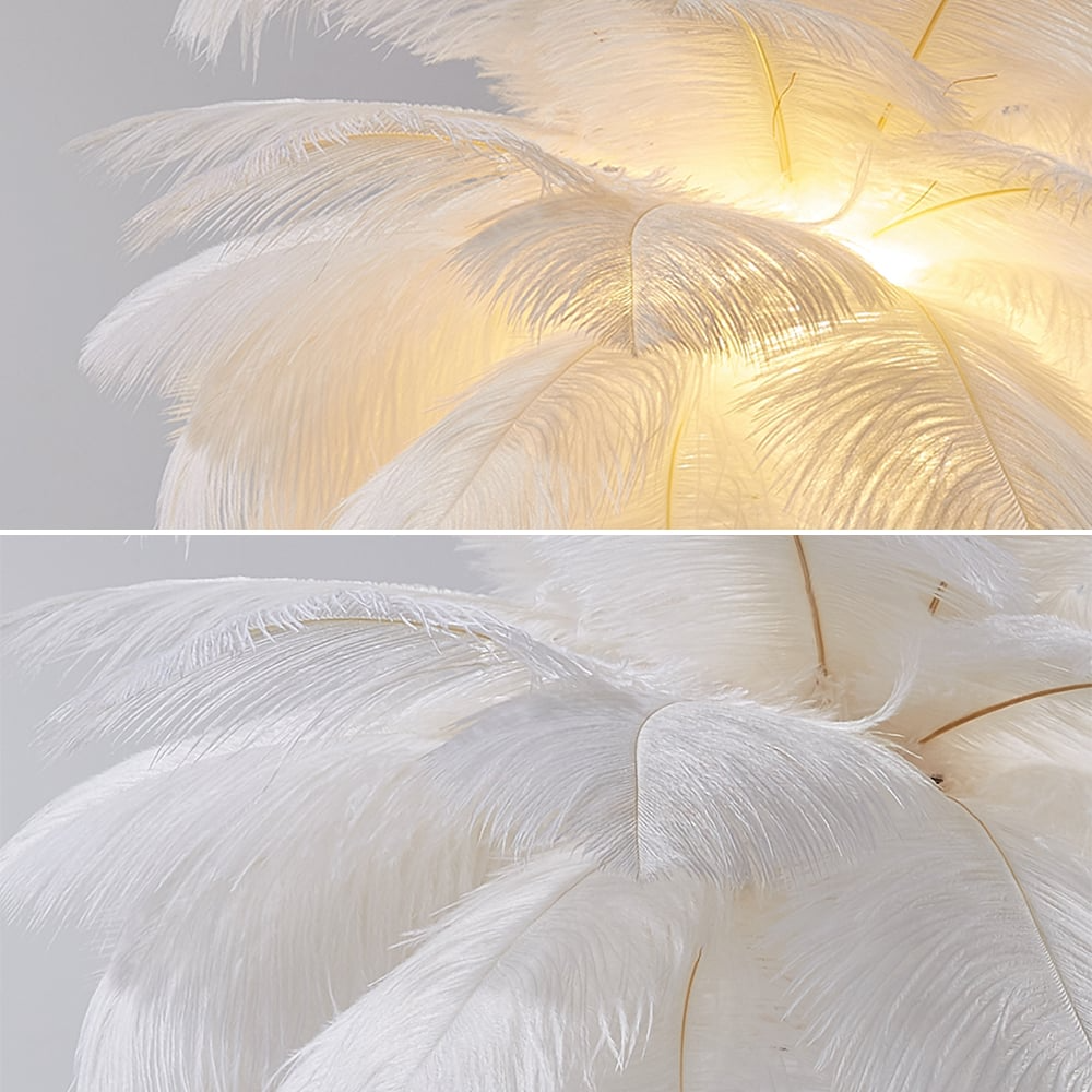Art Deco Feather Gold Gilded Table Lamp With Soft Glow NALANI