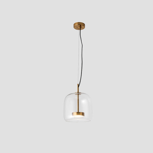 Artisan LED Hanging Lamp with Metal and Amber Glass Design Transparent NaLani