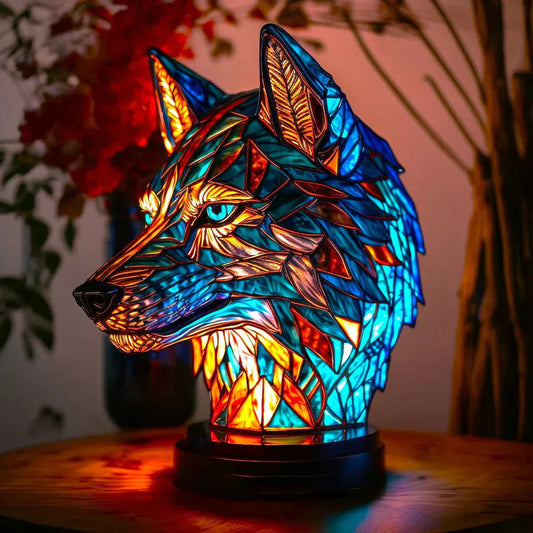 Artistic Glass Animal Motif Lamp for Stylish Home Decor WOLF 15cm NaLani