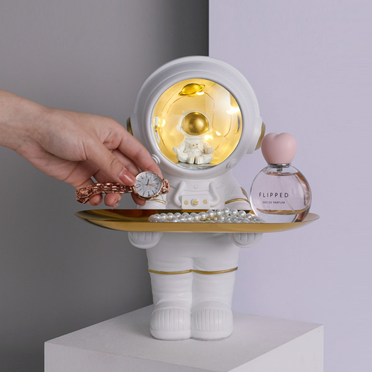 Astronaut Lamp with Spaceman Storage Box in Two Colors for Home Decor White Gold NALANI