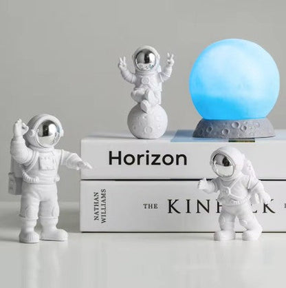 Astronaut Team and Moon Decor Set for Kids Bedroom and Playroom Blue Moon + 3 Astronauts NALANI