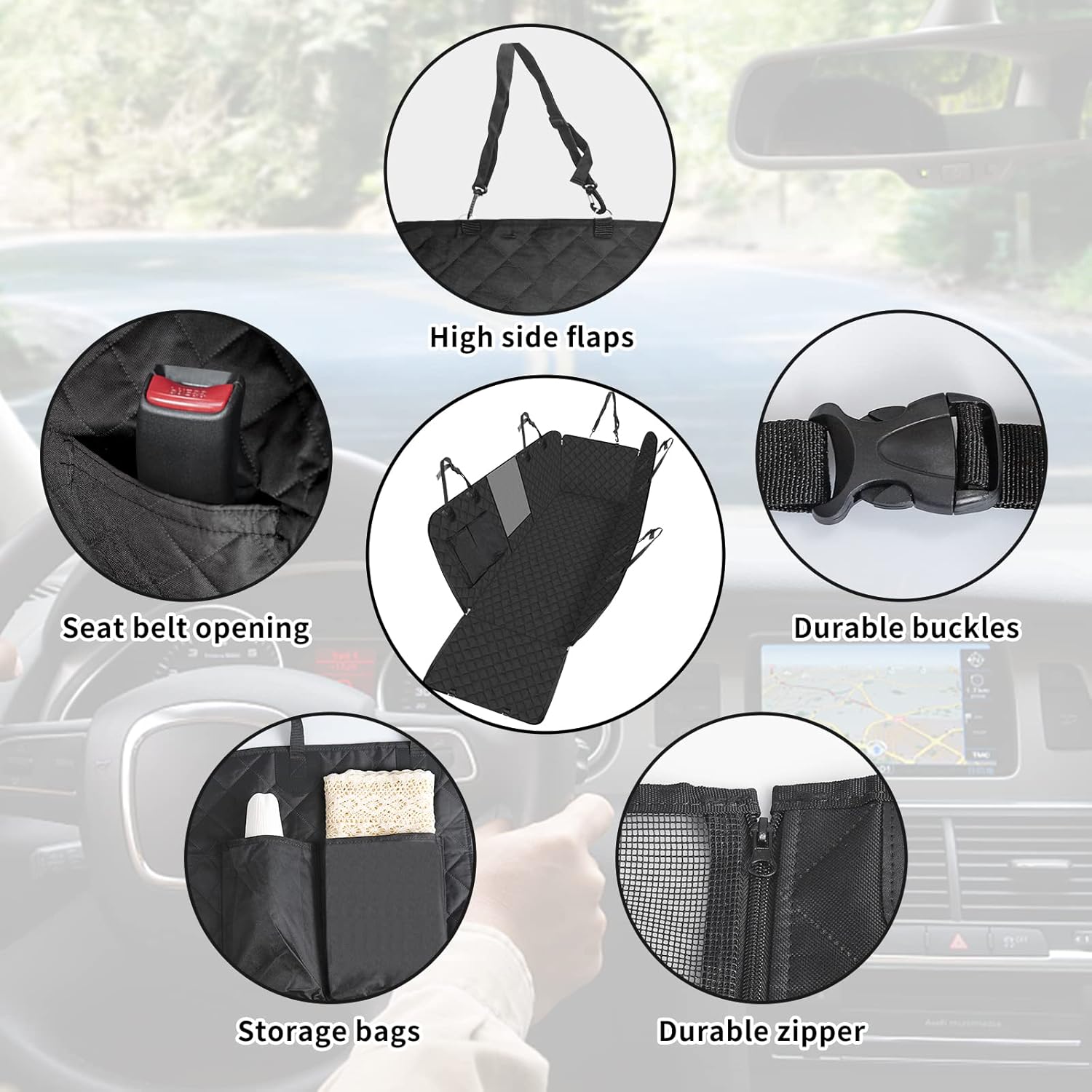 Backseat Dog Car Cover 4 In 1 Waterproof Window Protector NALANI
