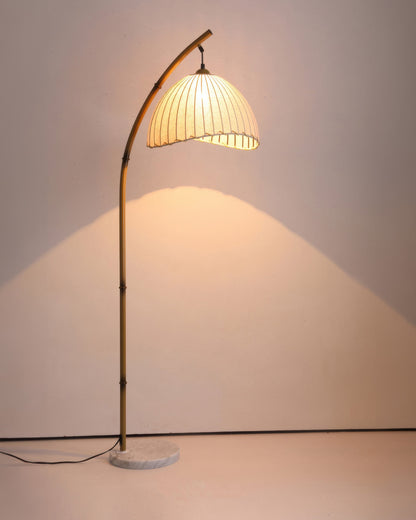 Bamboo Floor Lamp With Fabric Shade For Serene Zen Ambience Tricolor light NALANI