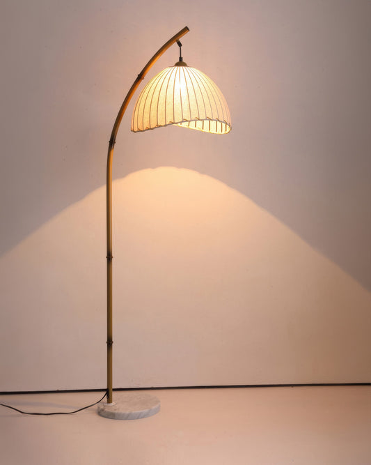 Bamboo Floor Lamp With Fabric Shade For Serene Zen Ambience Tricolor light NALANI