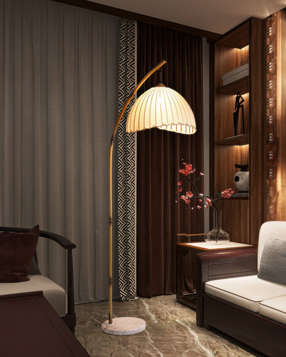 Bamboo Floor Lamp With Fabric Shade For Serene Zen Ambience NALANI