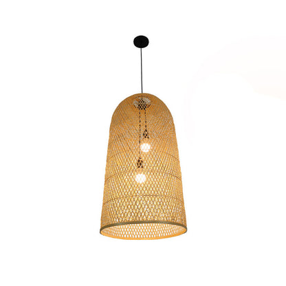 Bamboo Pendant Chandelier Asian Wood Living Room Two Lights NALANI