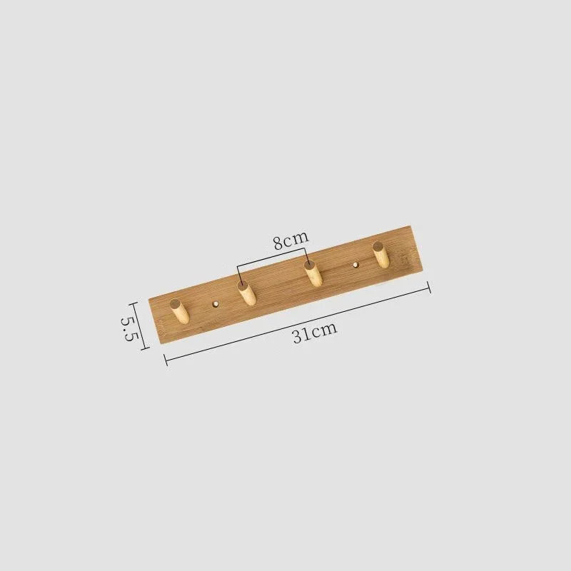 Bamboo Wall Coat Rack with Hooks for Jackets and Keys 4 hooks NaLani