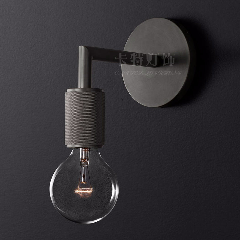 Bare Bulb Metal Wall Sconce Square Arm One Light Indoor 1.0 Black NALANI