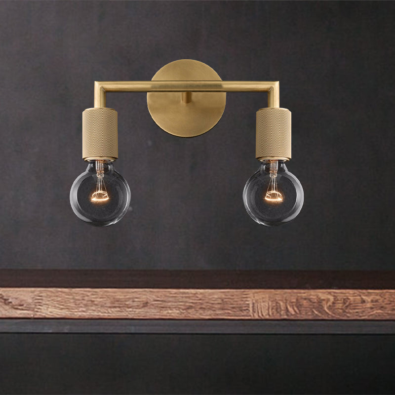 Bare Bulb Metal Wall Sconce Square Arm One Light Indoor 2.0 Brass NALANI