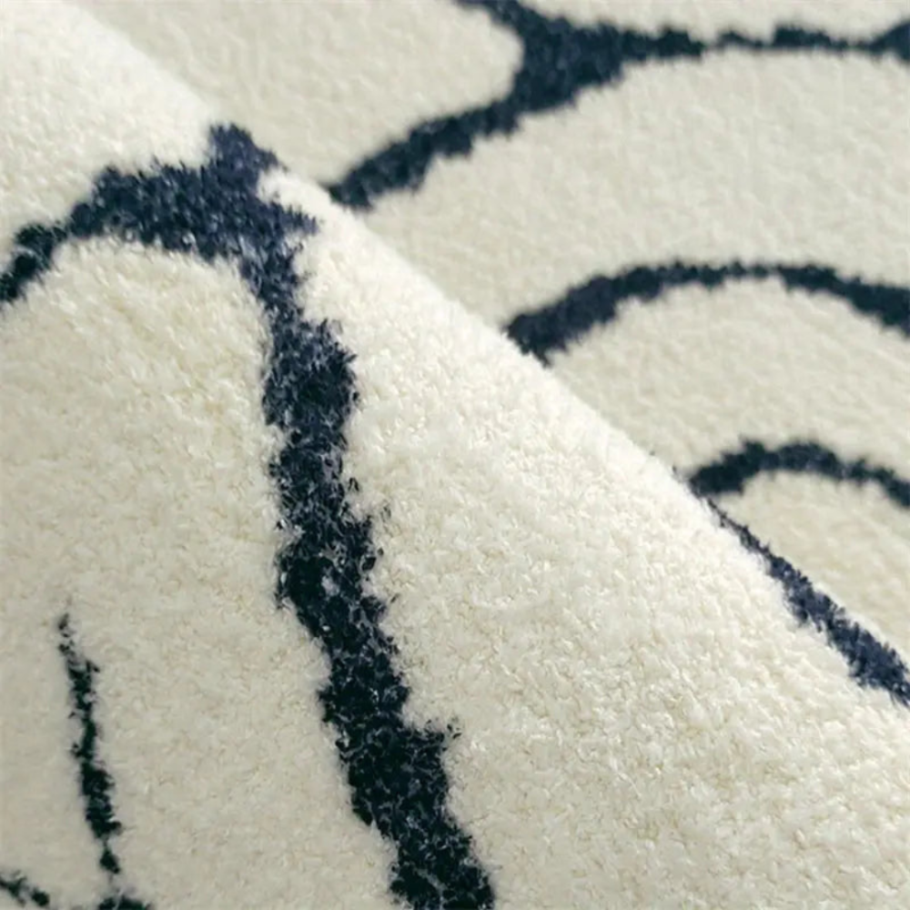 Black And White Washable Living Room Rug Soft Non Slip NALANI