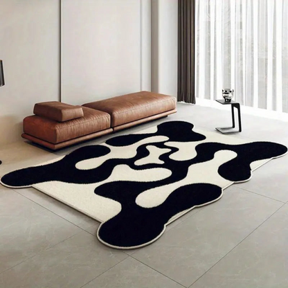 Black And White Washable Living Room Rug Soft Non Slip NALANI