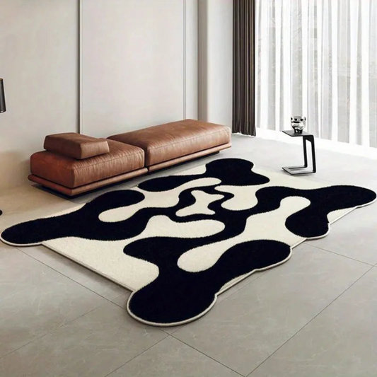 Black And White Washable Living Room Rug Soft Non Slip NALANI
