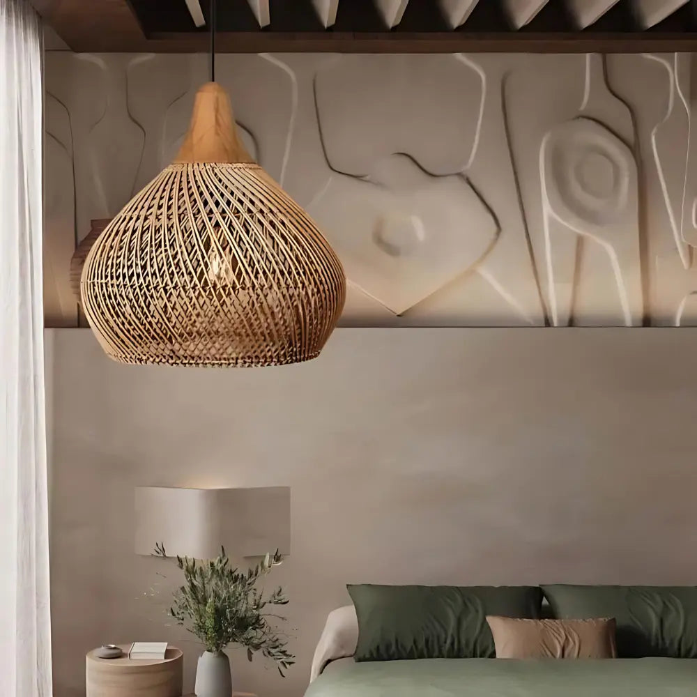 Boho Wicker Hanging Lamp for Cozy Home Decor NaLani