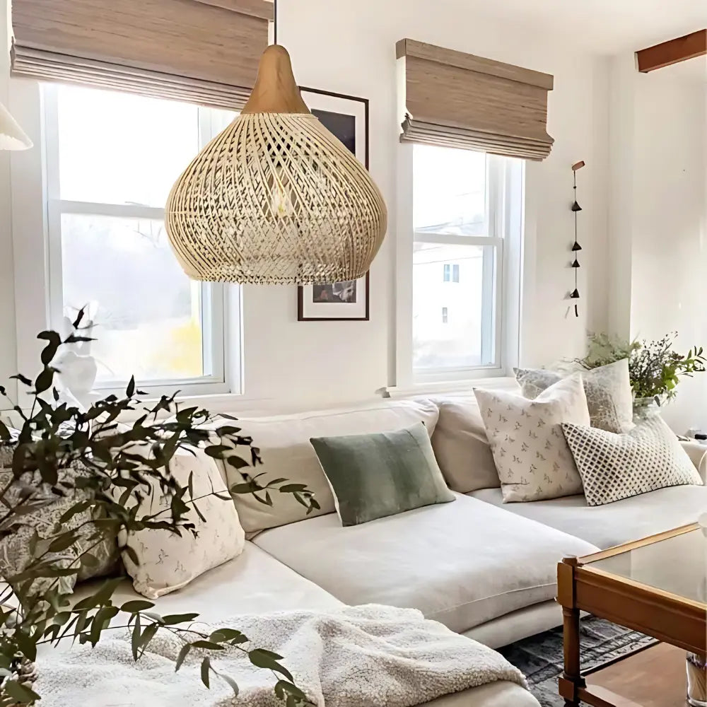 Boho Wicker Hanging Lamp for Cozy Home Decor NaLani