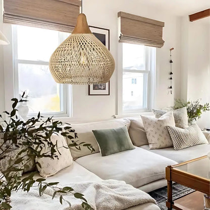 Boho Wicker Hanging Lamp for Cozy Home Decor NaLani