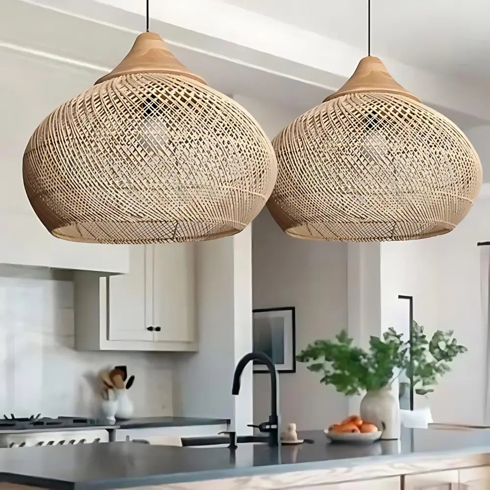 Boho Wicker Hanging Lamp for Cozy Home Decor NaLani