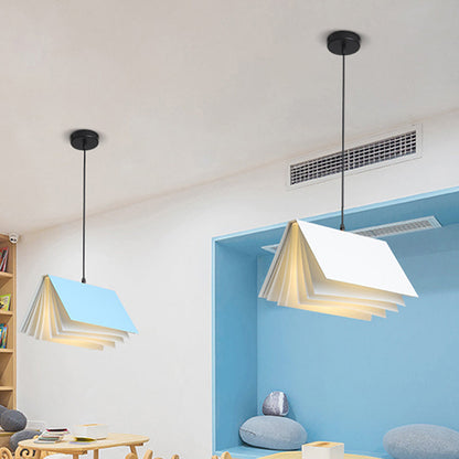 Book Shaped Macaron Pendant Lamp Cafe Light Metal Indoor Blue NALANI