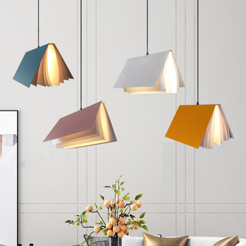 Book Shaped Macaron Pendant Lamp Cafe Light Metal Indoor Pink NALANI