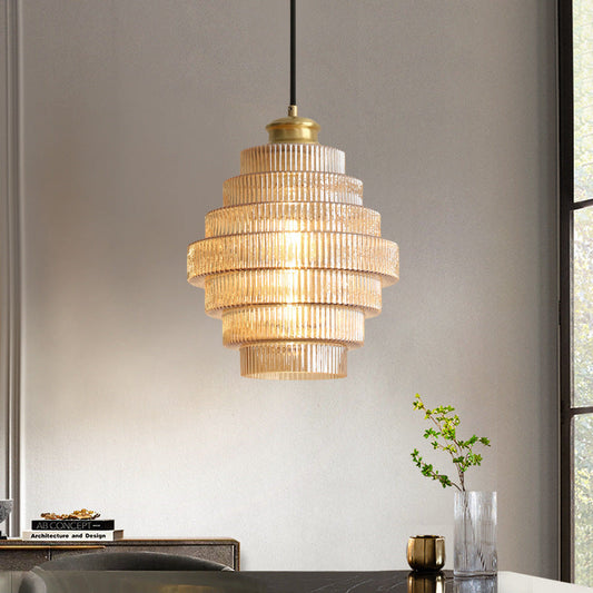 Bottle Shaped Brass Glass Hanging Lamp for Vintage Elegance Orange D22*H30cm NaLani