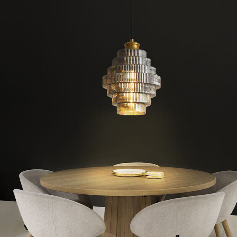 Bottle Shaped Brass Glass Hanging Lamp for Vintage Elegance Gray D22*H30cm NaLani