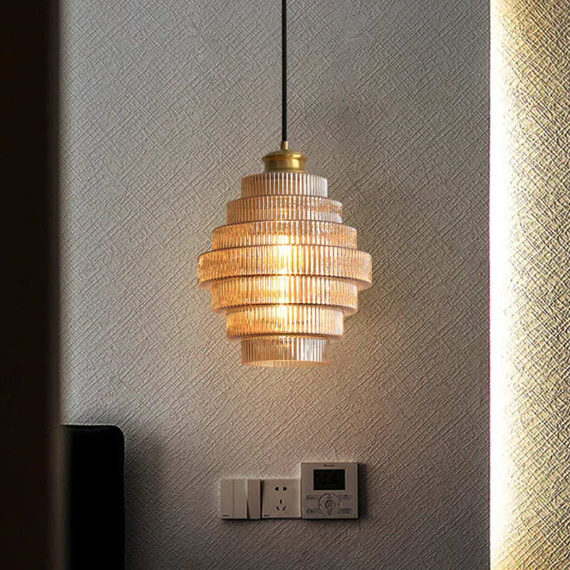Bottle Shaped Brass Glass Hanging Lamp for Vintage Elegance NaLani