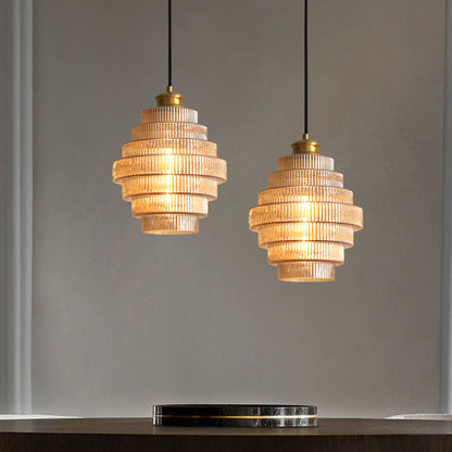 Bottle Shaped Brass Glass Hanging Lamp for Vintage Elegance NaLani