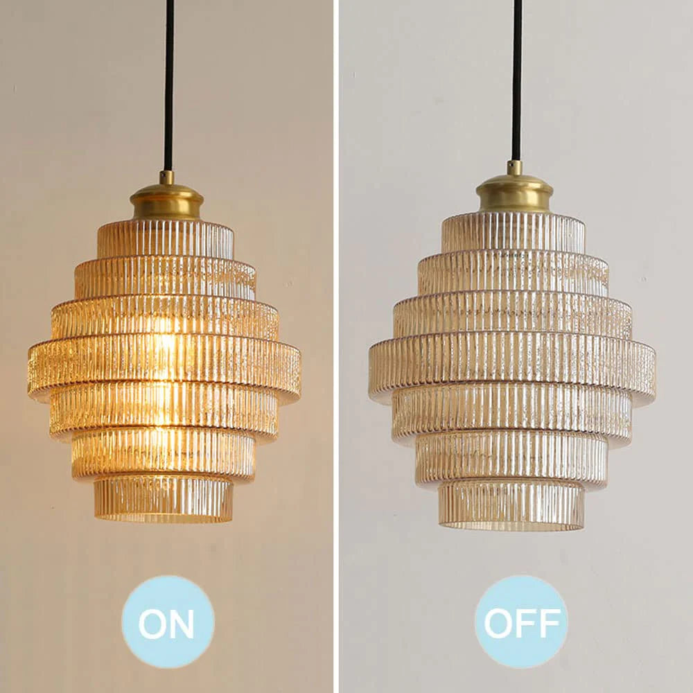 Bottle Shaped Brass Glass Hanging Lamp for Vintage Elegance NaLani