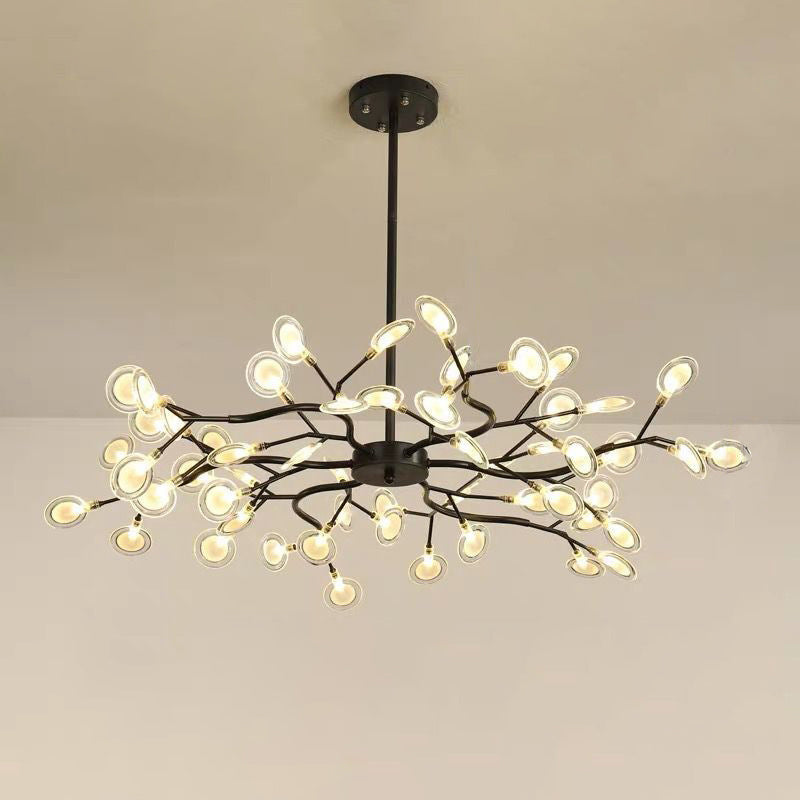 Branched Firefly Chandelier LED Pendant Light Modern Acrylic 54 Black B NALANI