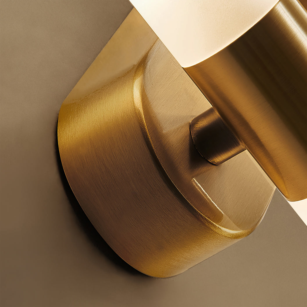 Brass LED Wall Lamp With Glass Cylinder Shade Diffused Glow NALANI
