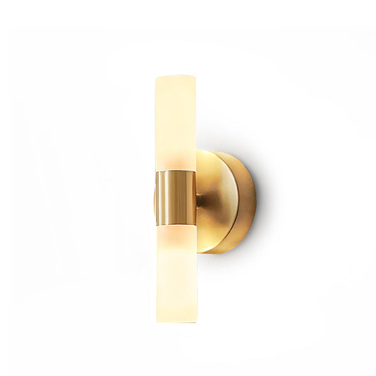 Brass LED Wall Lamp With Glass Cylinder Shade Diffused Glow NALANI