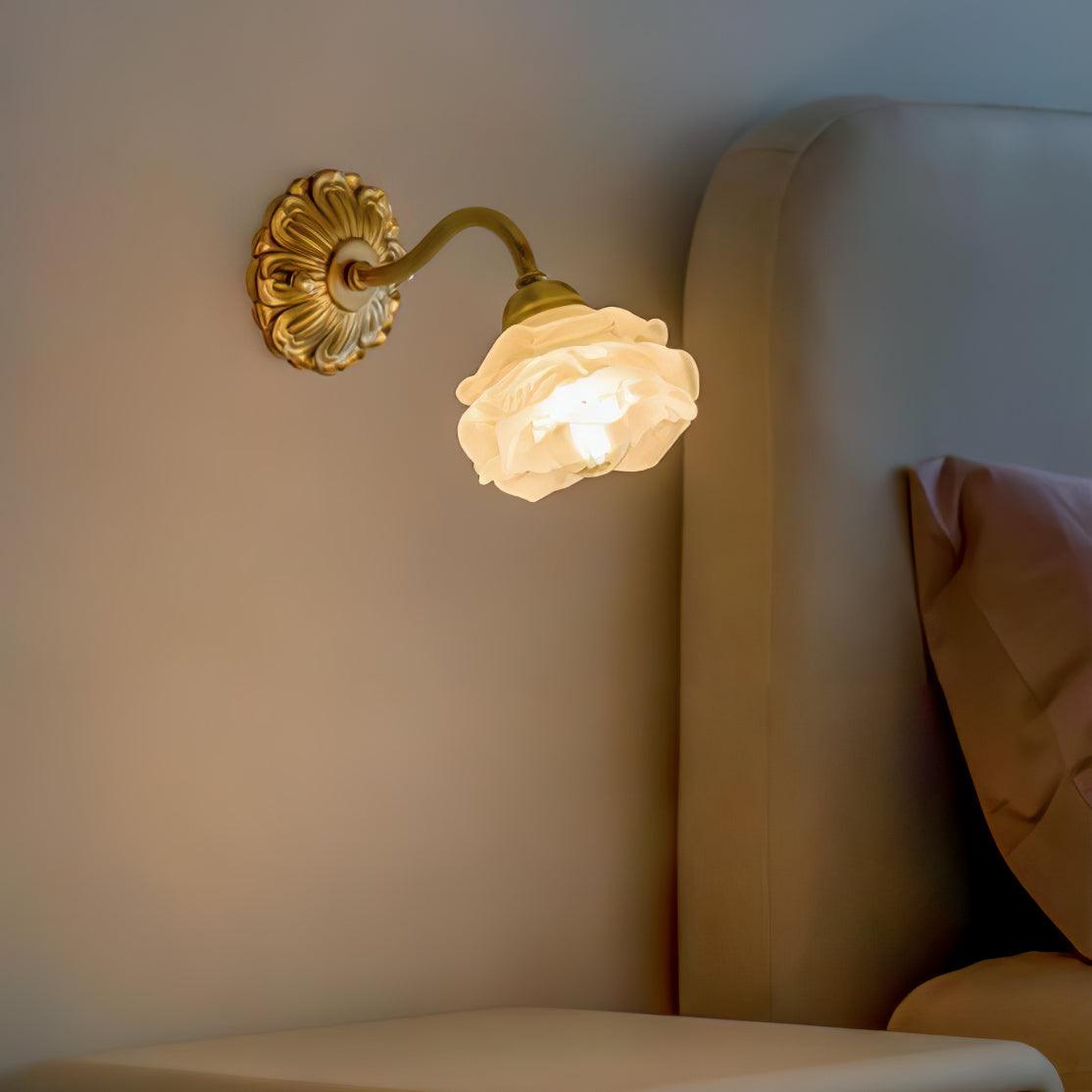 Brass Rose Wall Light Sconce Modern Vintage Home Lighting NALANI