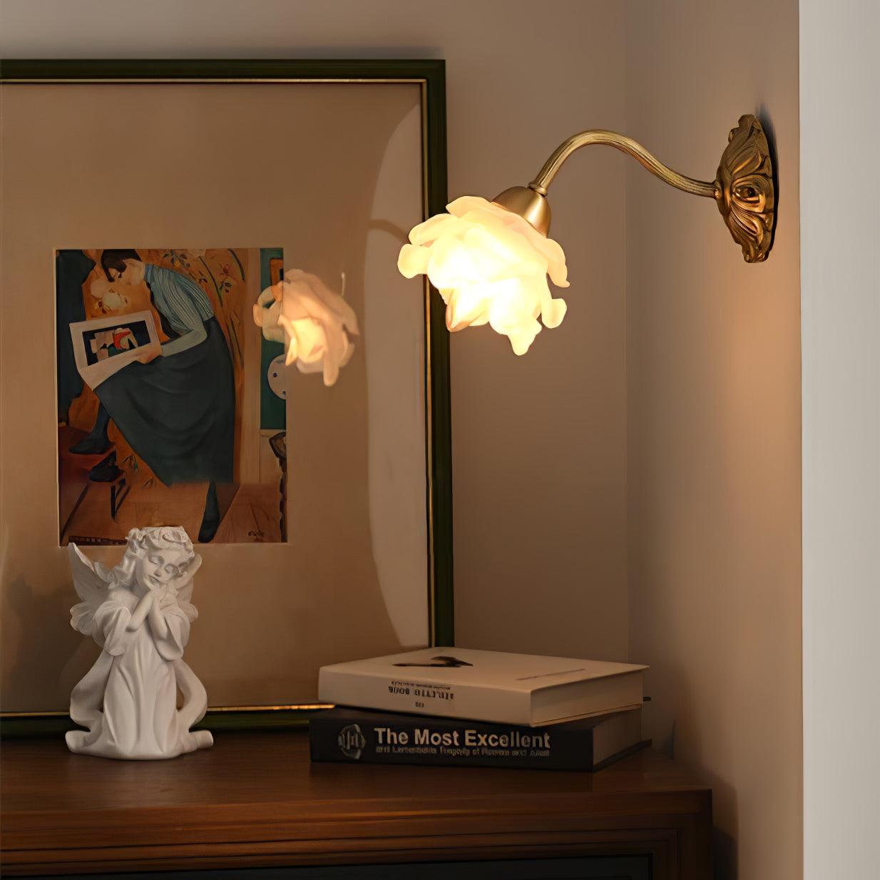 Brass Rose Wall Light Sconce Modern Vintage Home Lighting NALANI