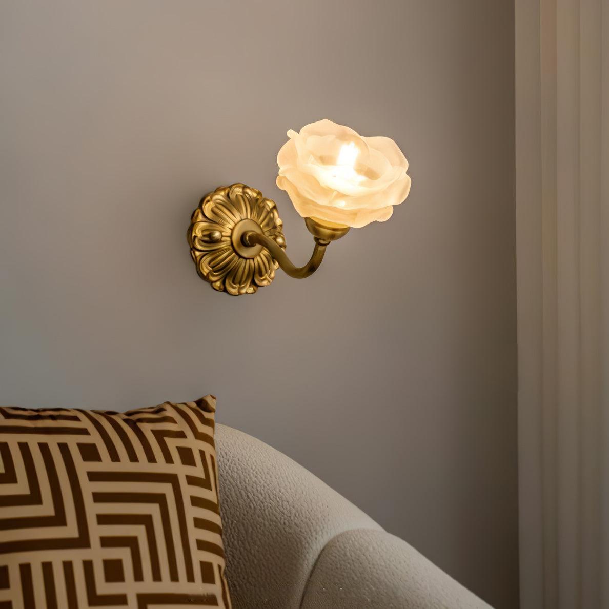 Brass Rose Wall Light Sconce Modern Vintage Home Lighting NALANI
