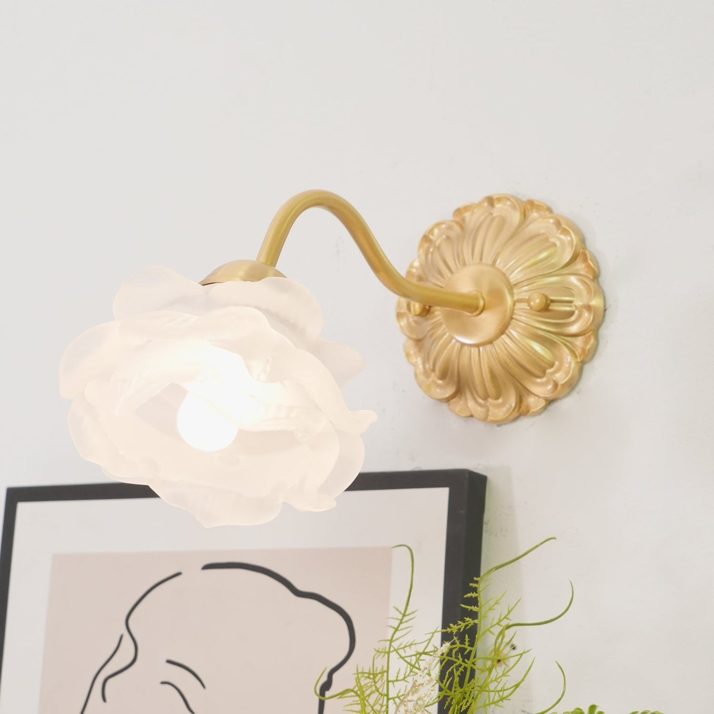 Brass Rose Wall Light Sconce Modern Vintage Home Lighting NALANI