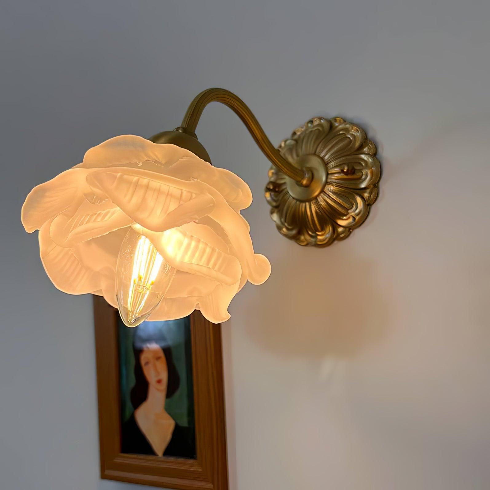 Brass Rose Wall Light Sconce Modern Vintage Home Lighting NALANI