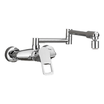 Brass Wall Mounted Pot Filler Faucet With Single Lever Silver Right Handle Dual-mode Water Outlet NALANI