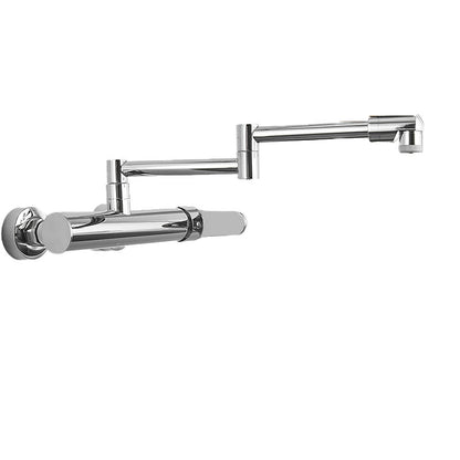 Brass Wall Mounted Pot Filler Faucet With Single Lever Silver Side Handles Dual-mode Water Outlet NALANI