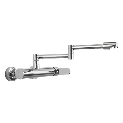 Brass Wall Mounted Pot Filler Faucet With Single Lever Silver Side Handles Single-mode Water Outlet NALANI