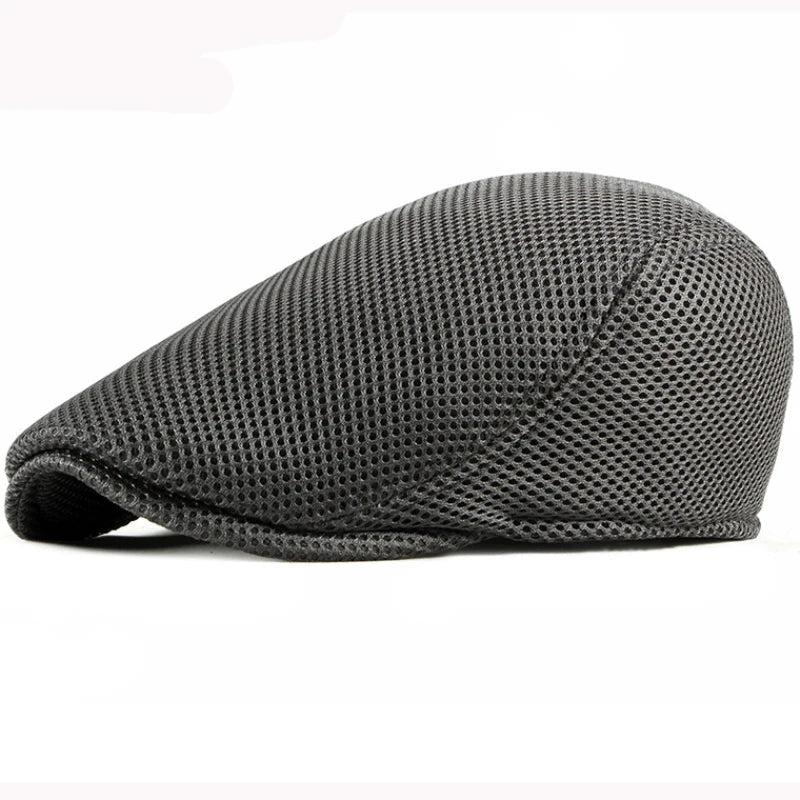 Breathable Mesh Chauffeur Beret Hat Flat Cap Lightweight Gray 56-61cm NALANI