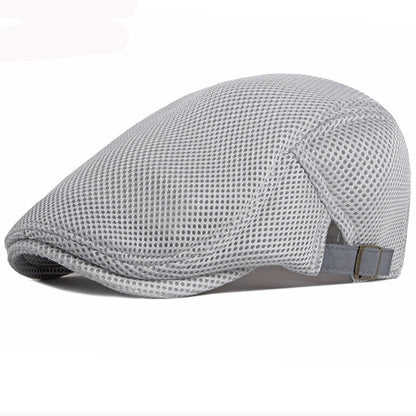 Breathable Mesh Chauffeur Beret Hat Flat Cap Lightweight Silver 56-61cm NALANI