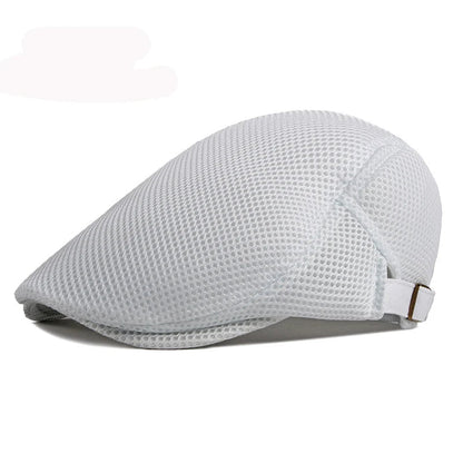 Breathable Mesh Chauffeur Beret Hat Flat Cap Lightweight White 56-61cm NALANI