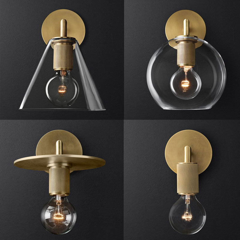 Bronze Armed Wall Sconce Modern Glass Shade Wall Lamp NALANI