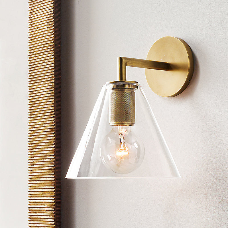 Bronze Armed Wall Sconce Modern Glass Shade Wall Lamp Bronze B NALANI
