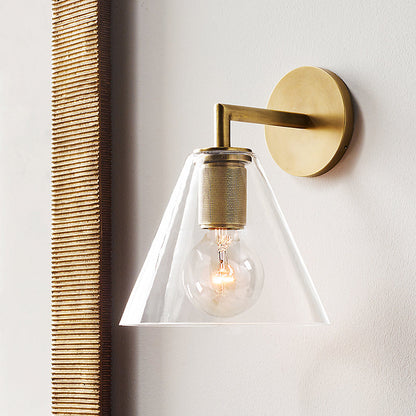 Bronze Armed Wall Sconce Modern Glass Shade Wall Lamp Bronze B NALANI